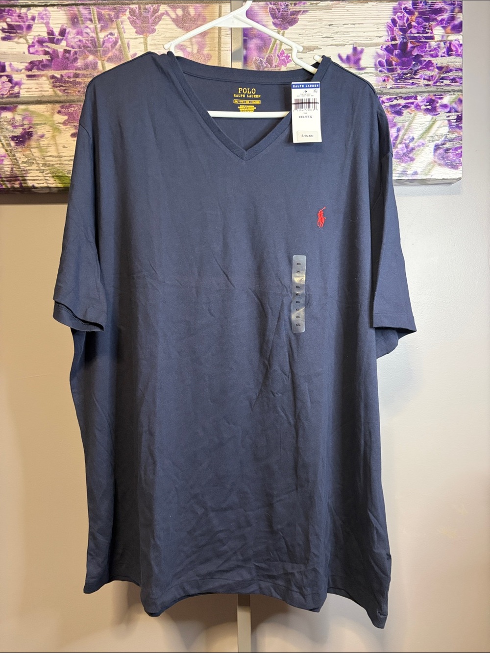 Polo by Ralph Lauren Navy V-Neck T-Shirt with Red Pony Size XXL NWT
